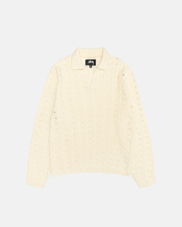 OPEN KNIT COLLARED SWEATER