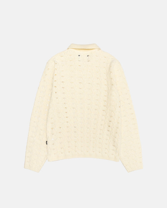 OPEN KNIT COLLARED SWEATER