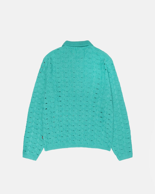 OPEN KNIT COLLARED SWEATER