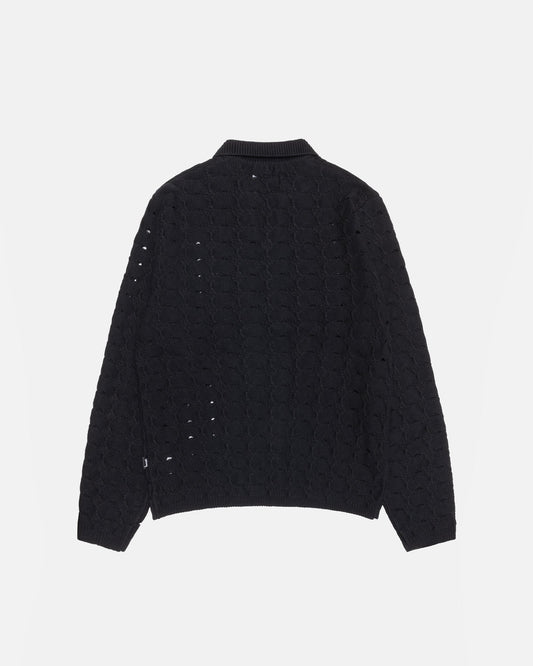 OPEN KNIT COLLARED SWEATER