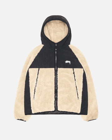 SHERPA PANELED HOODED JACKET