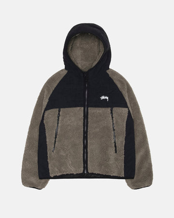 SHERPA PANELED HOODED JACKET